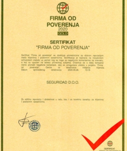 Seguridad doo Beograd firma od poverenja 2020 Gold