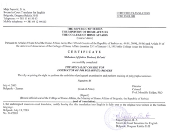 Instruktor poligrafa sertifikat